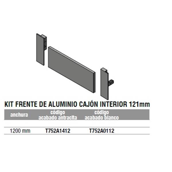KIT FRENTE BLANCO CAJON INTERIOR VISION TOP 121MM ANCHO 1200MM T752A0112 (1 UN)